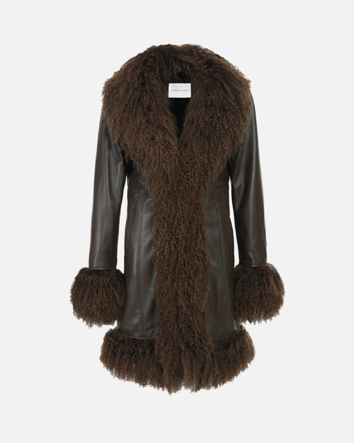 Dorothy Leather Shearling Midi Coat