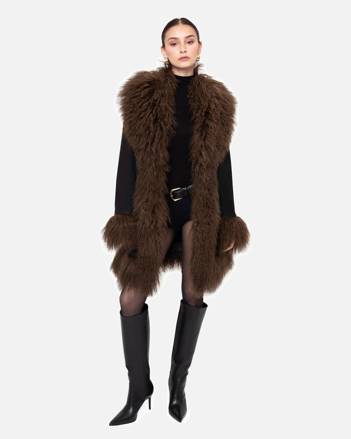 Dorothy Leather Shearling Midi Coat