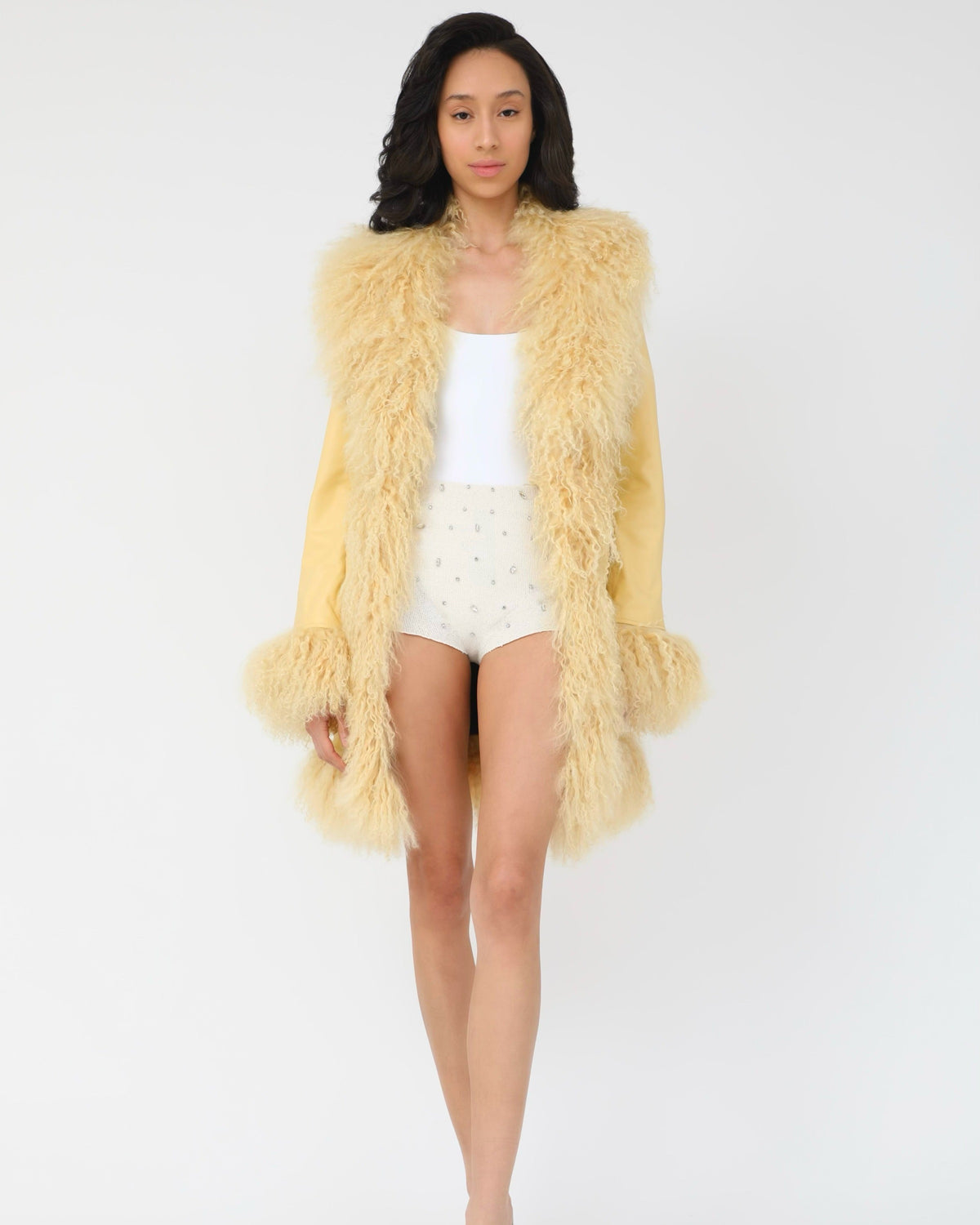 Dorothy Leather Shearling Midi Coat