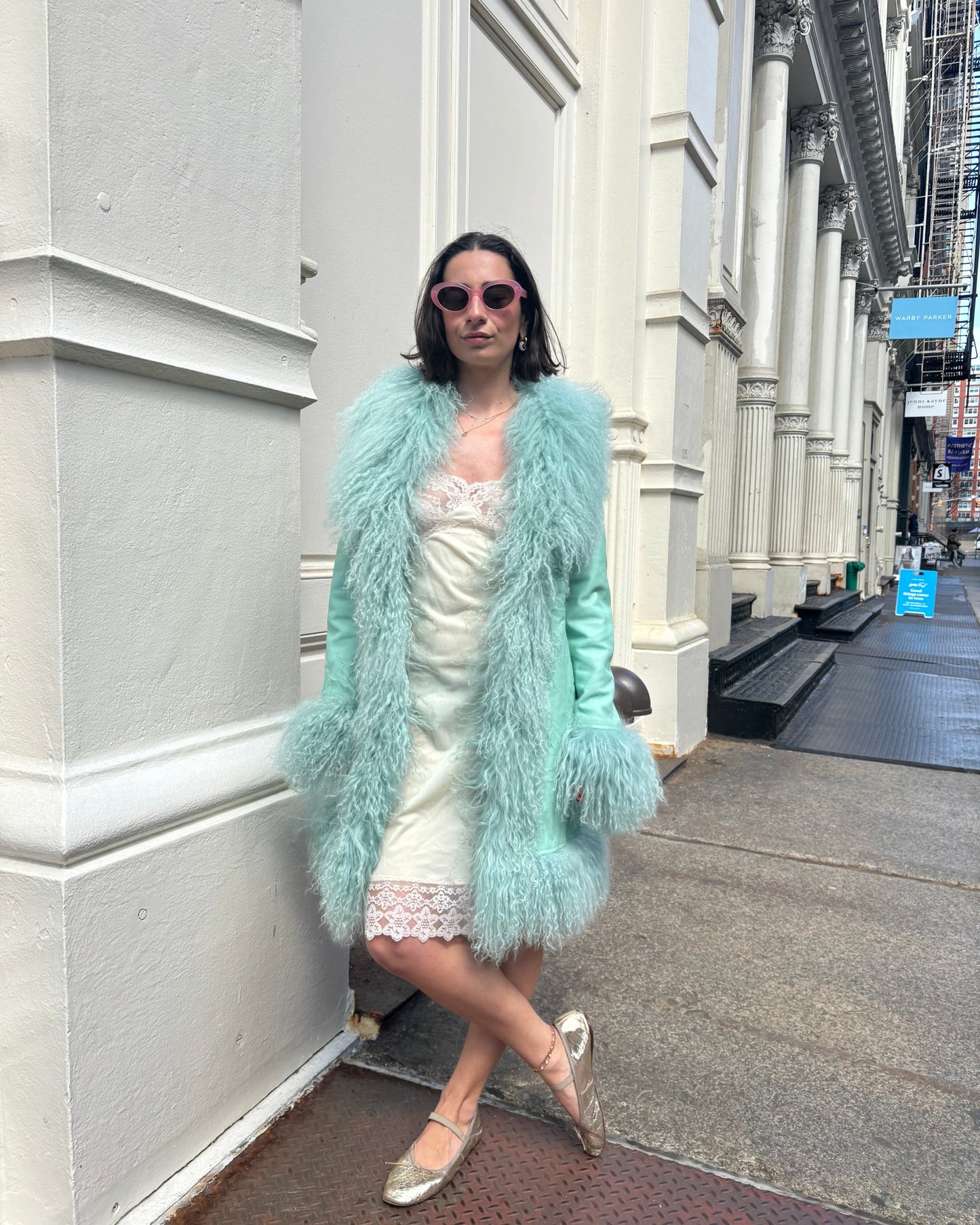 Dorothy Leather Shearling Midi Coat