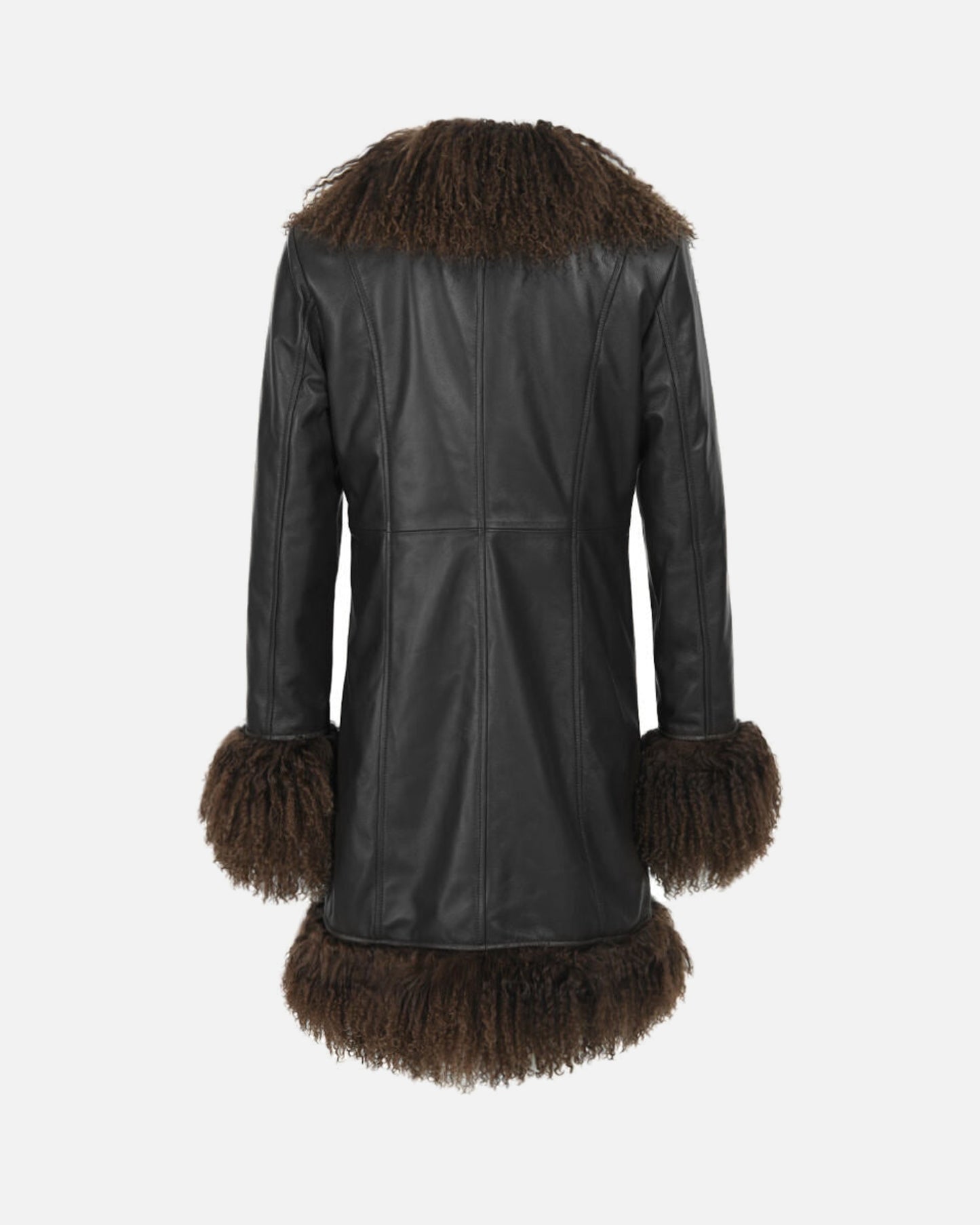Dorothy Leather Shearling Midi Coat