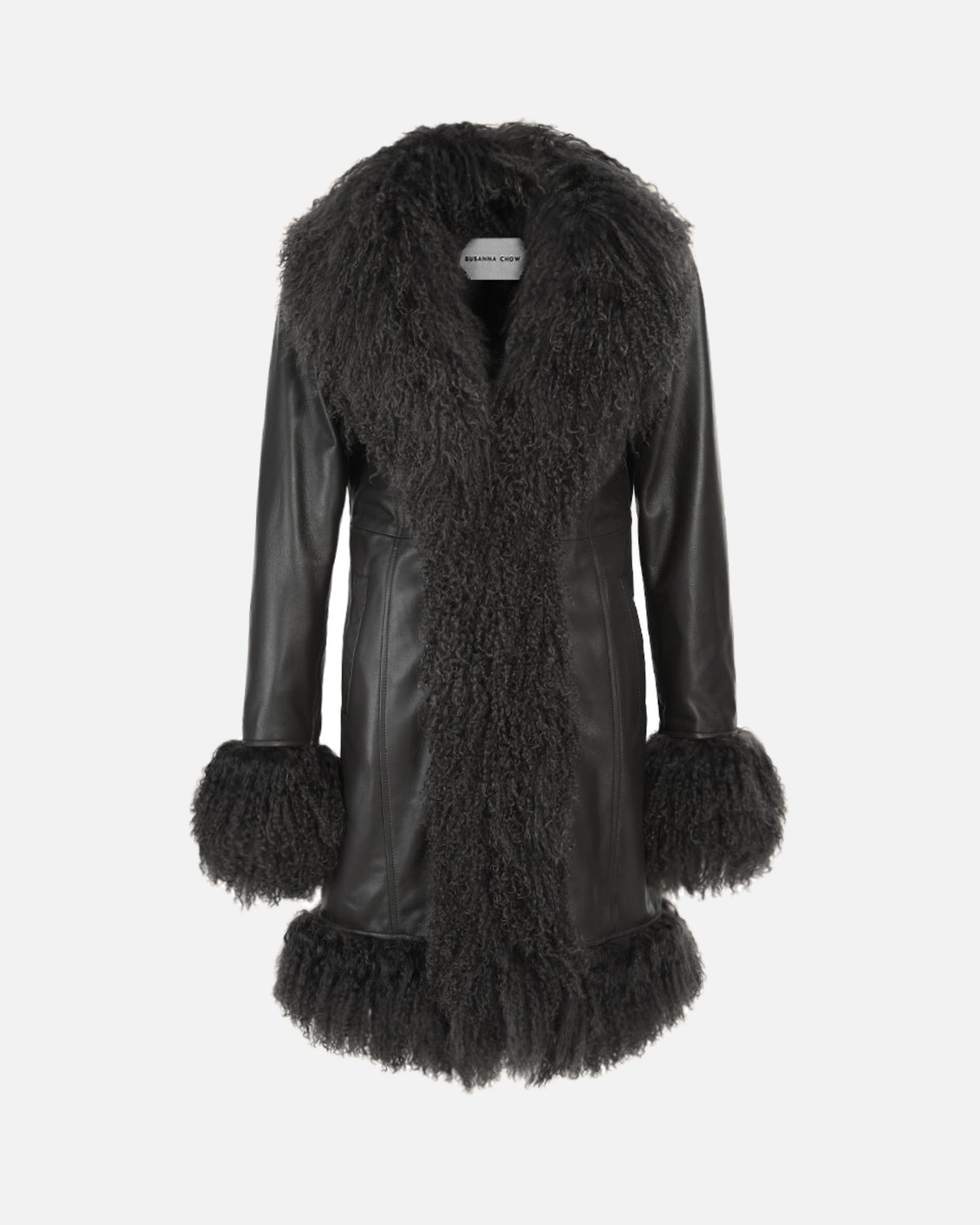 Dorothy Leather Shearling Midi Coat