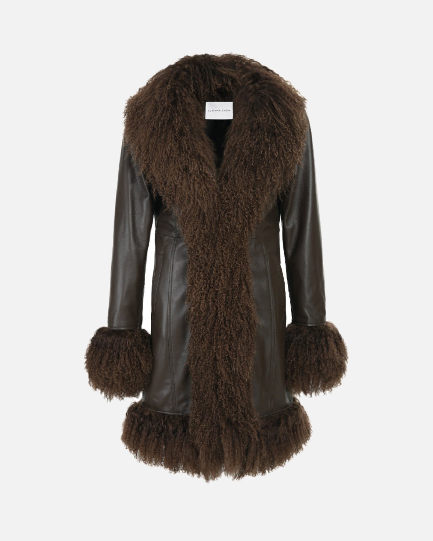 Dorothy Leather Shearling Midi Coat