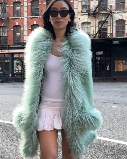 Dorothy Leather Shearling Midi Coat