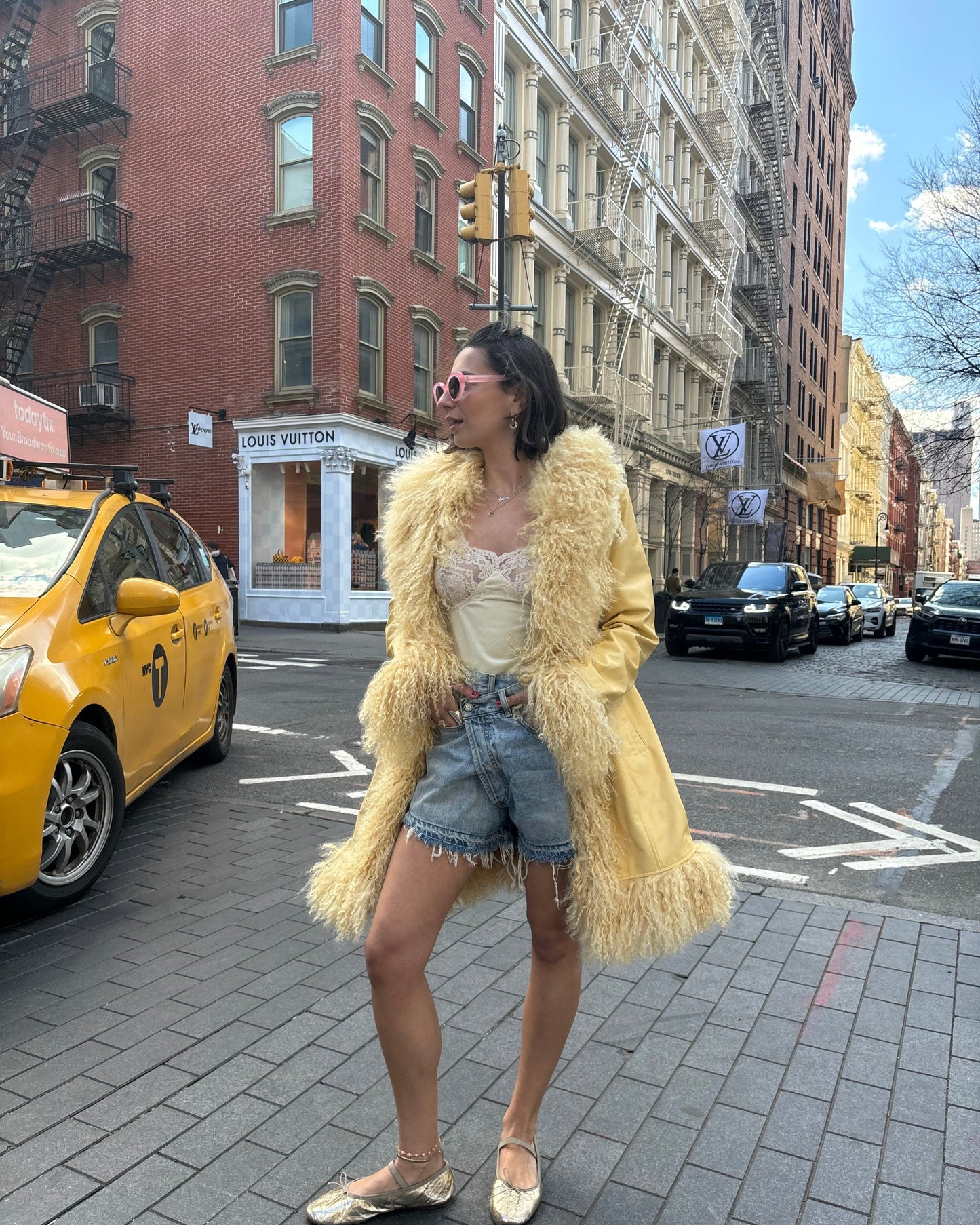 Dorothy Leather Shearling Midi Coat