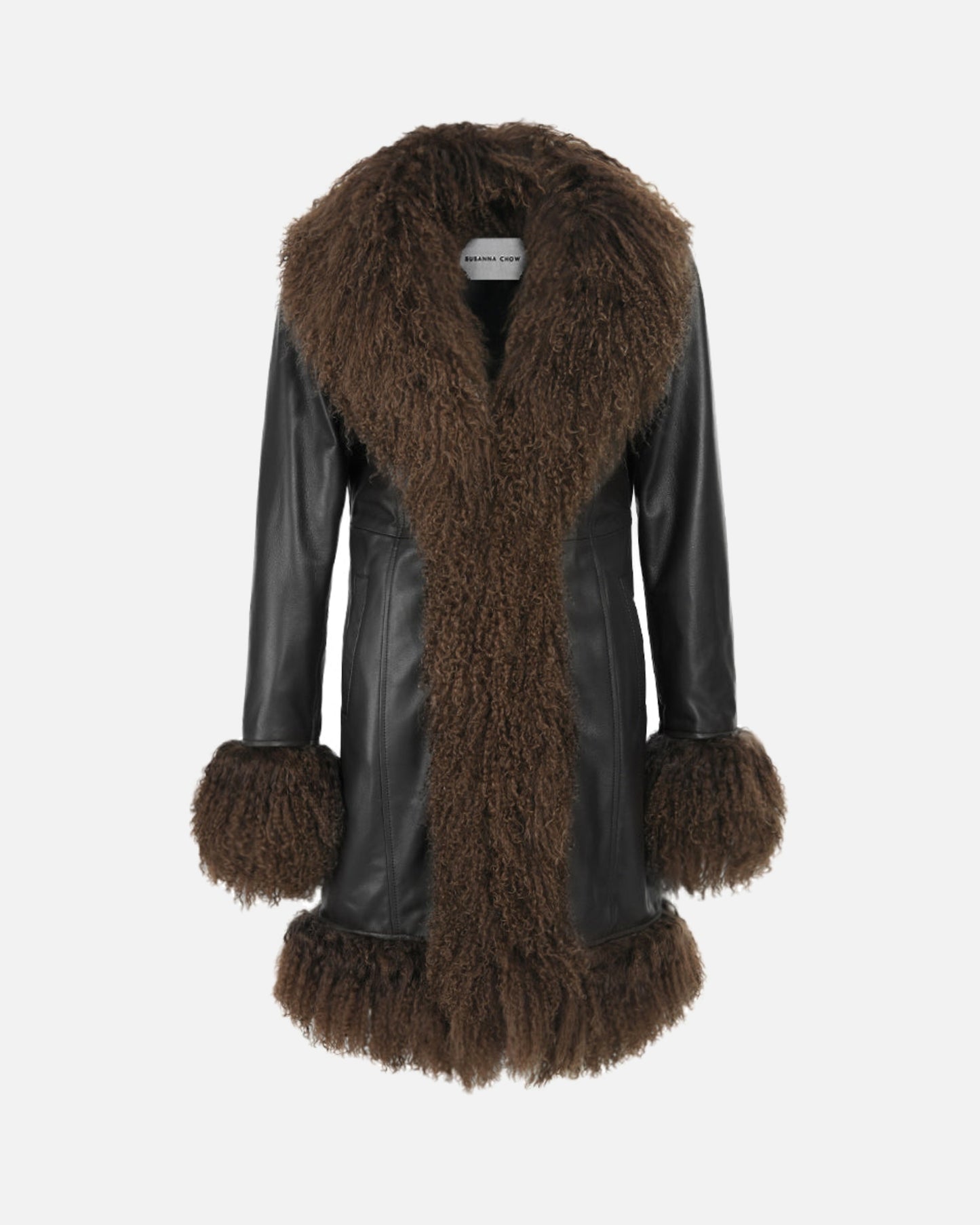 Dorothy Leather Shearling Midi Coat