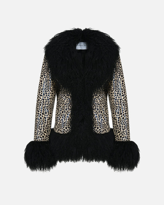 Dorothy Leopard Leather Shearling Coat