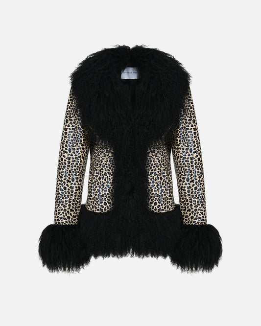 Dorothy Leopard Leather Shearling Coat