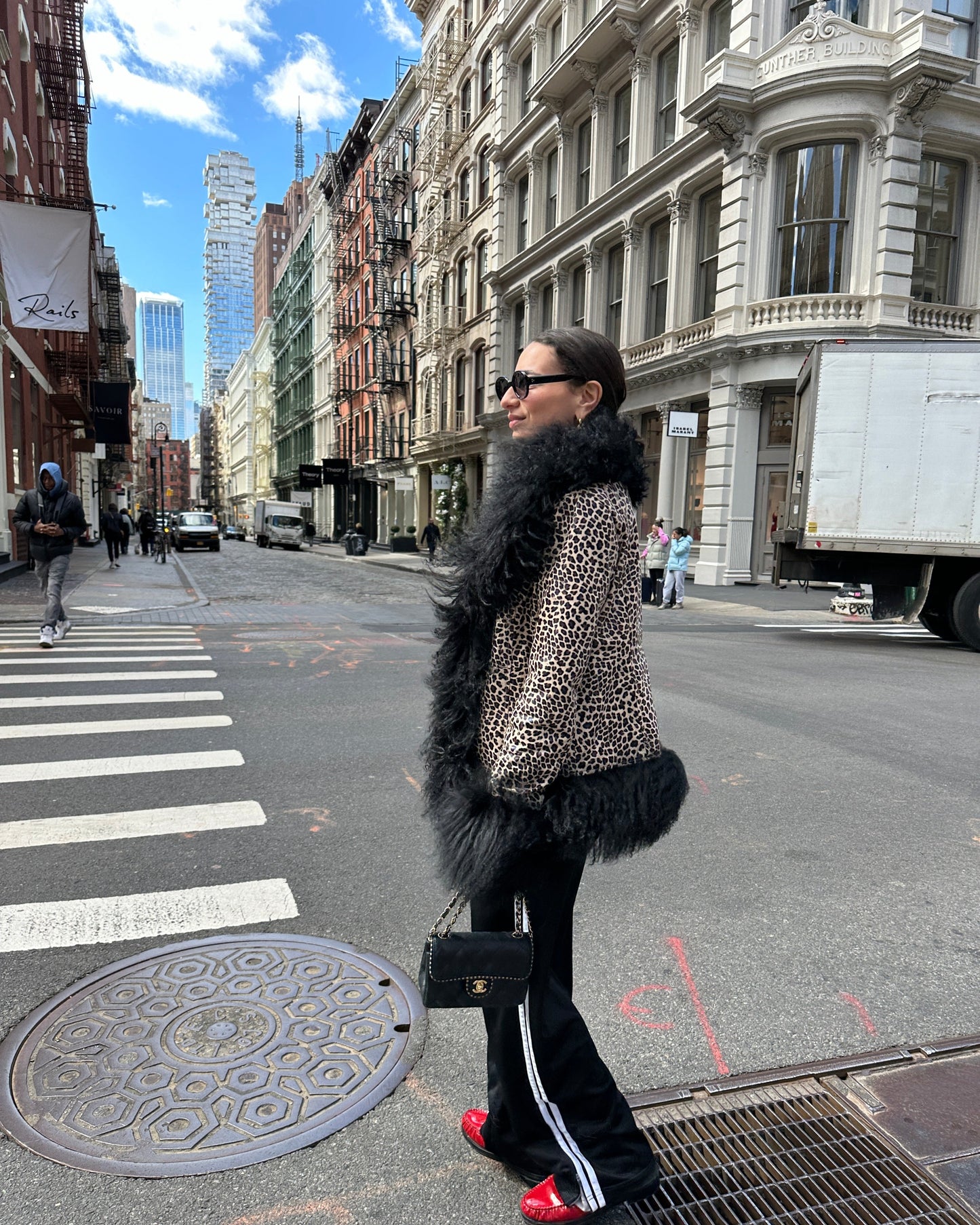 Dorothy Leopard Leather Shearling Coat