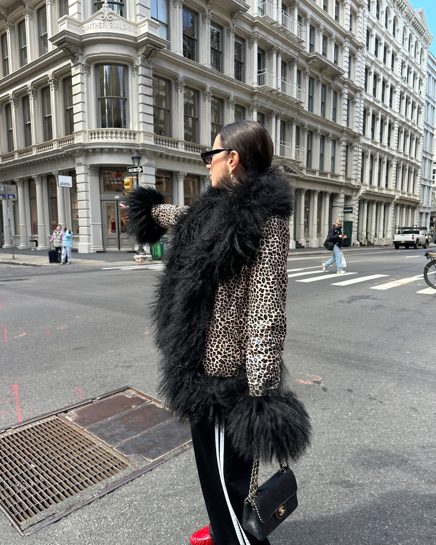 Dorothy Leopard Leather Shearling Coat