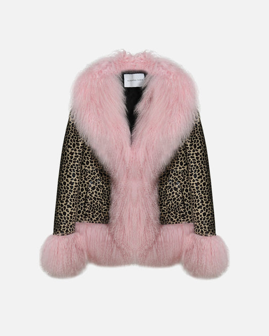Dorothy Leopard Leather Shearling Coat