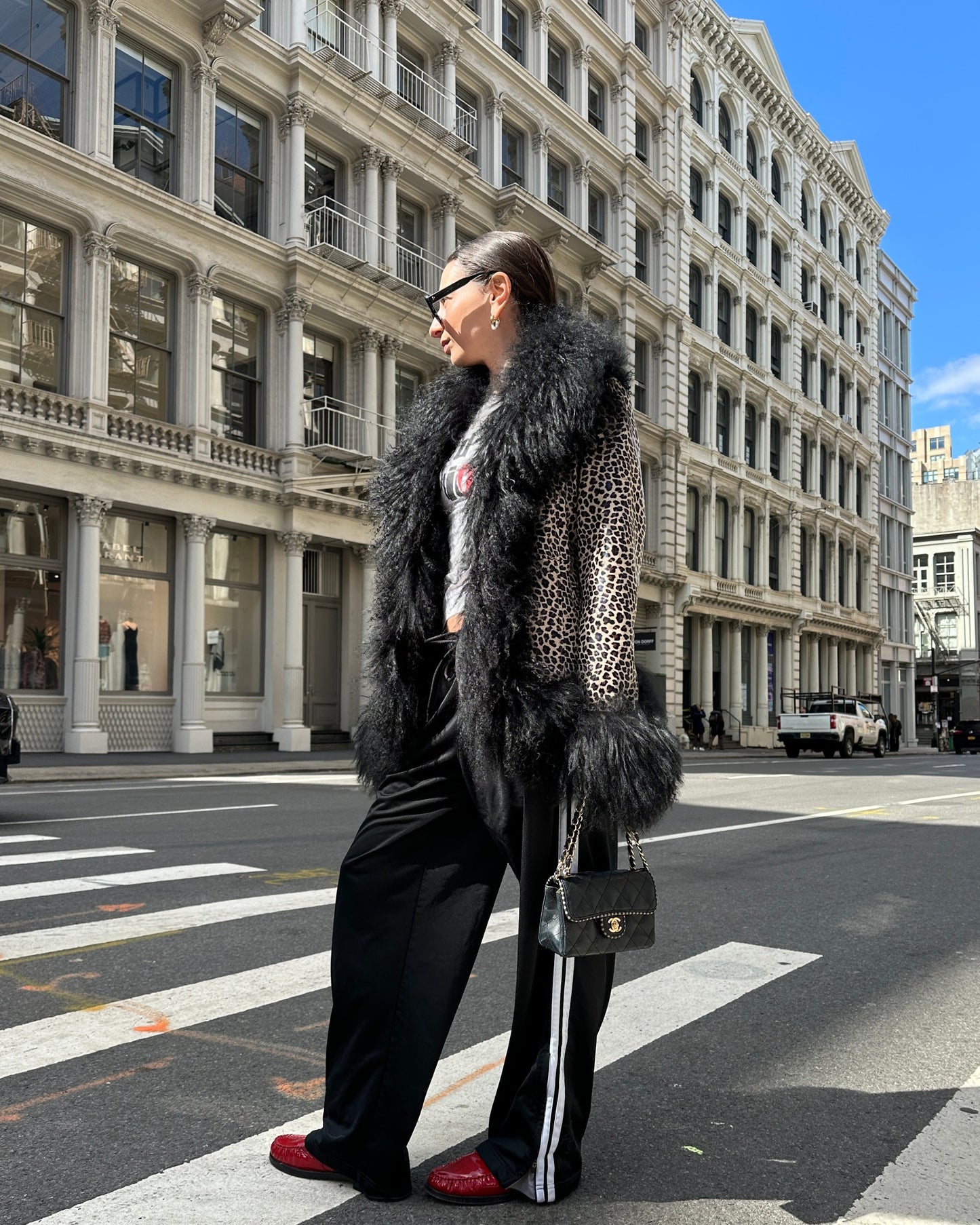 Dorothy Leopard Leather Shearling Coat