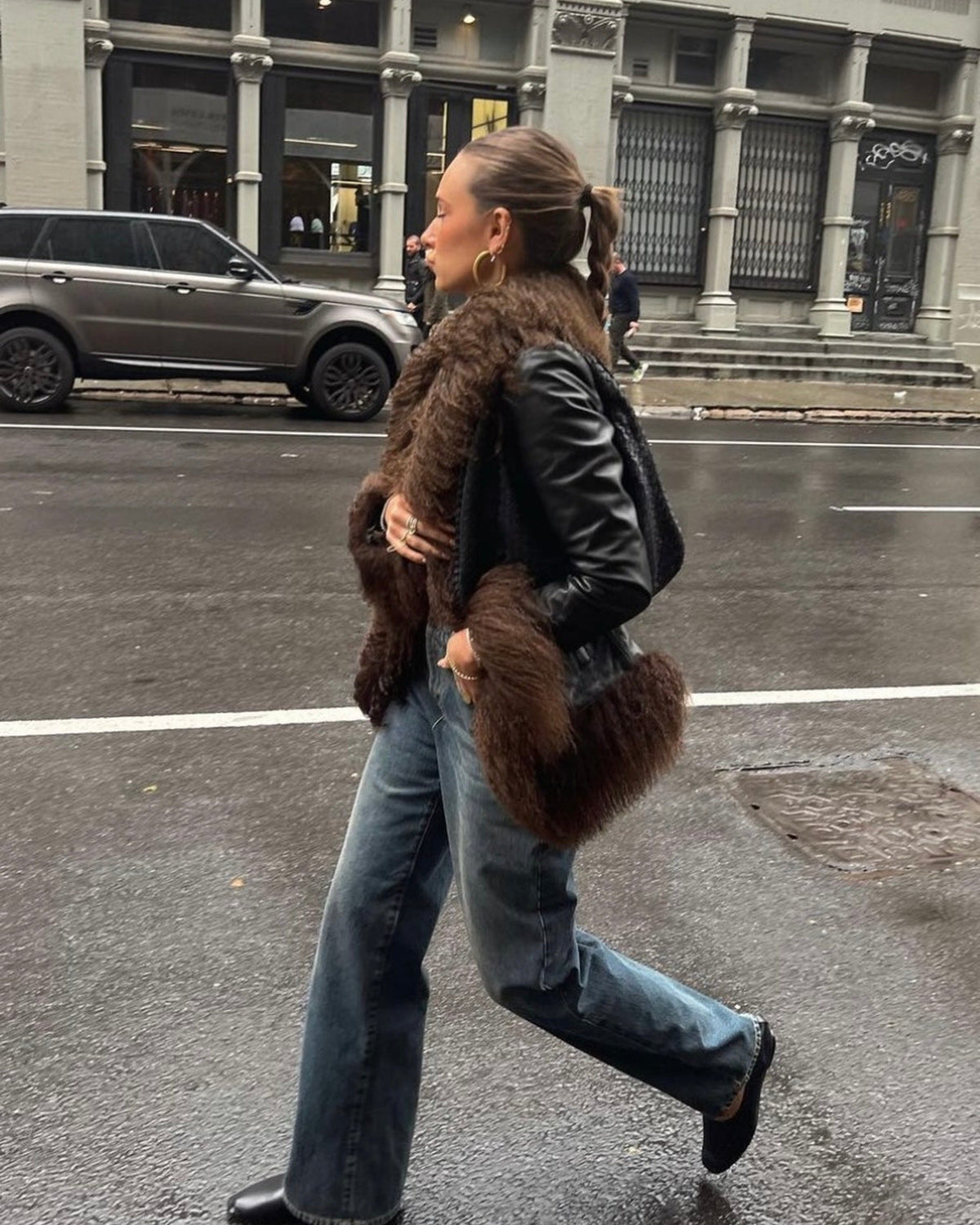 Dorothy Leather Shearling Coat Short Classic