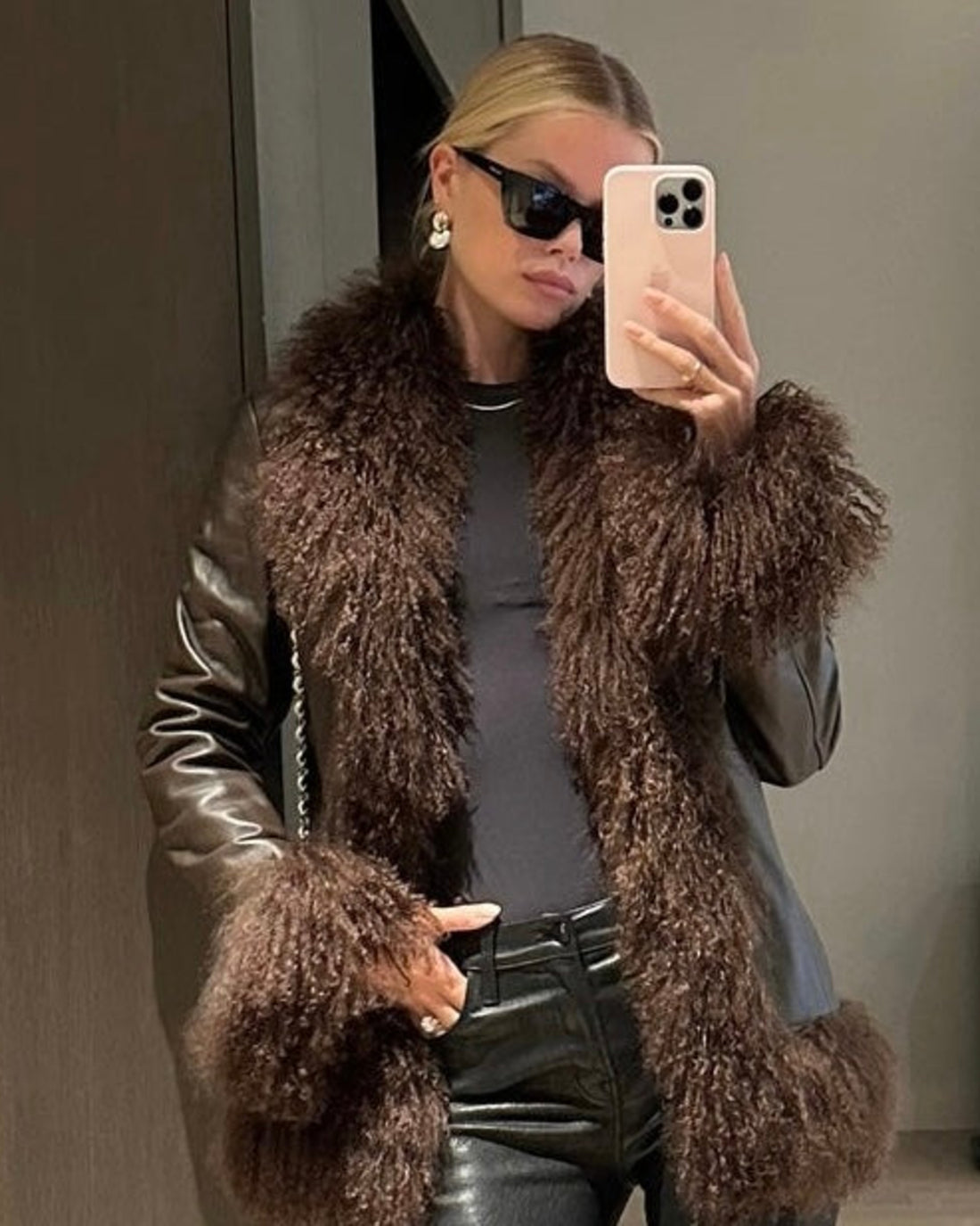 Dorothy Leather Shearling Coat