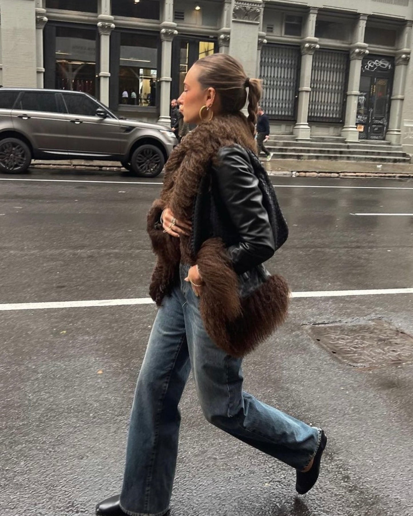 Dorothy Leather Shearling Coat Short Classic