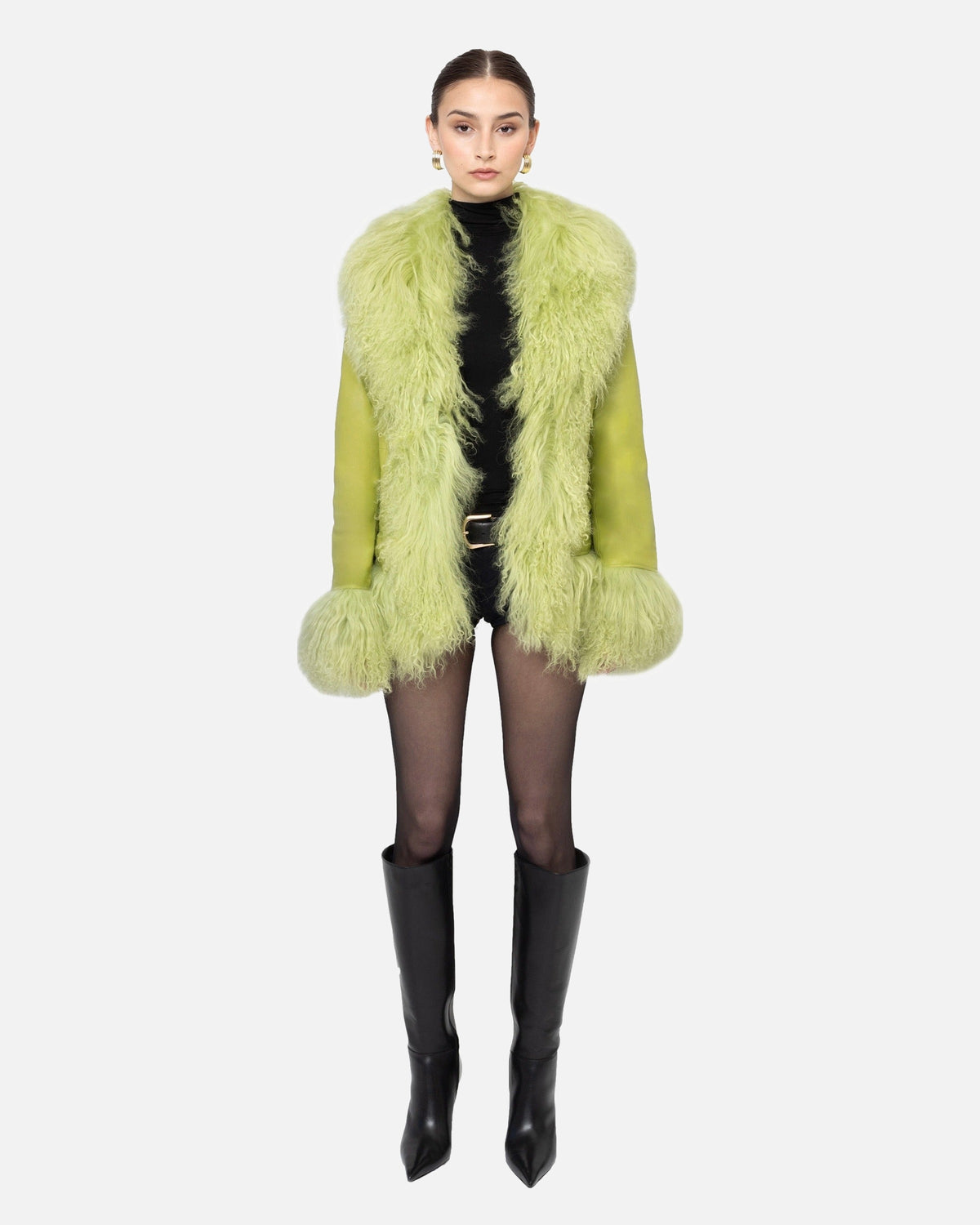 Dorothy Leather Shearling Coat Short Classic