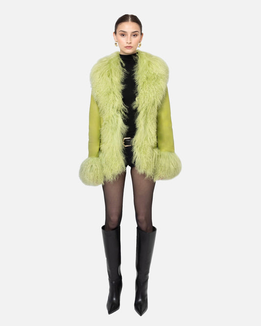 Dorothy Leather Shearling Coat Short Classic