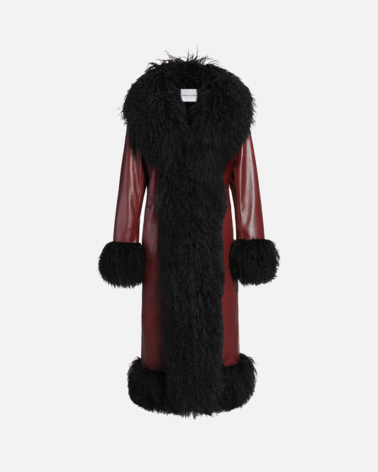 Dorothy Leather Shearling Maxi Coat