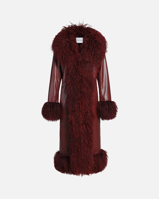 Dorothy Leather Shearling Maxi Coat