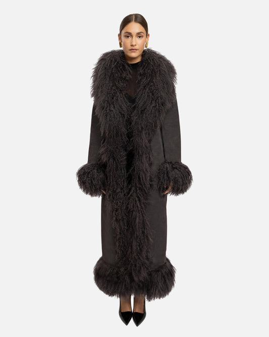 Dorothy Suede Maxi Coat in Graphite