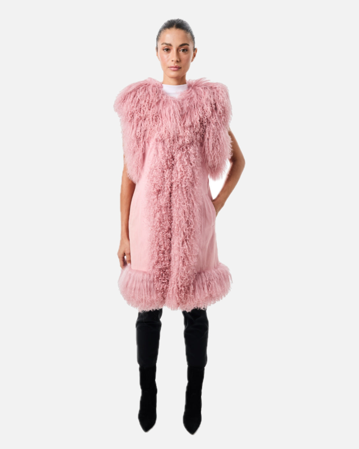 Dorothy Suede Shearling Midi Vest