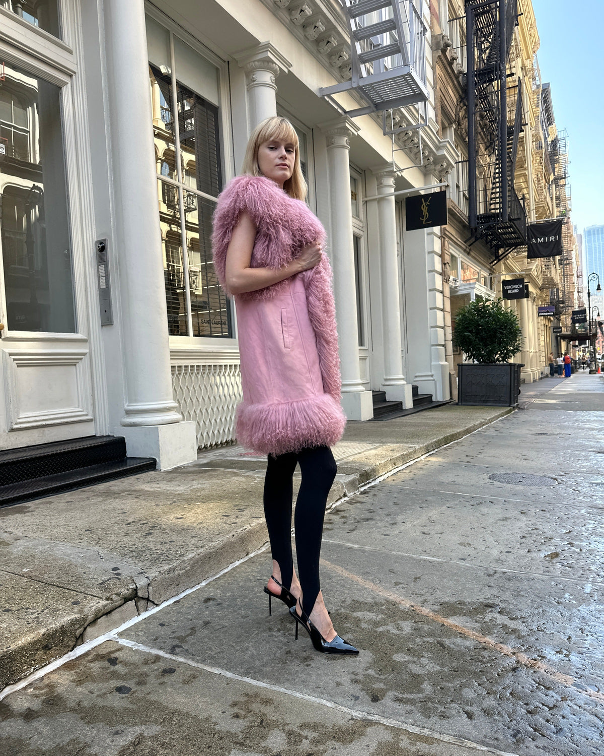 Dorothy Suede Shearling Midi Vest