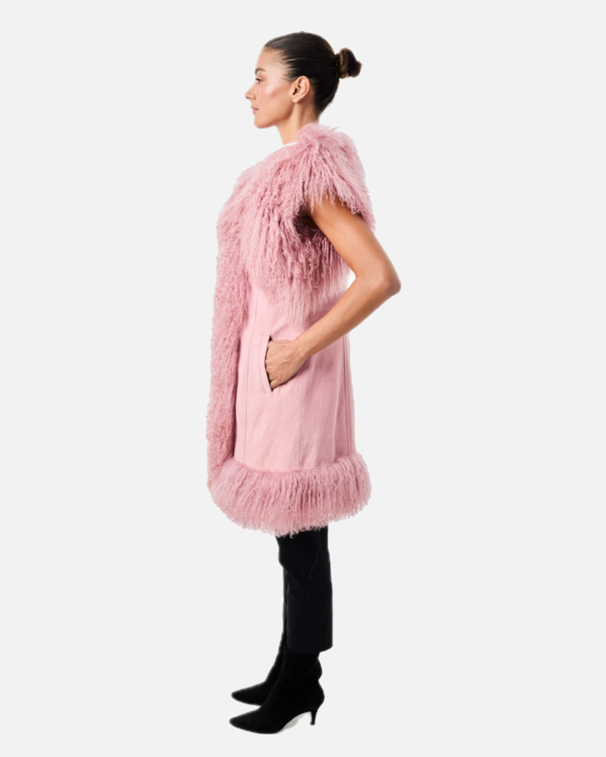 Dorothy Suede Shearling Midi Vest
