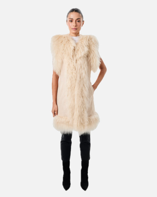 Dorothy Suede Shearling Midi Vest
