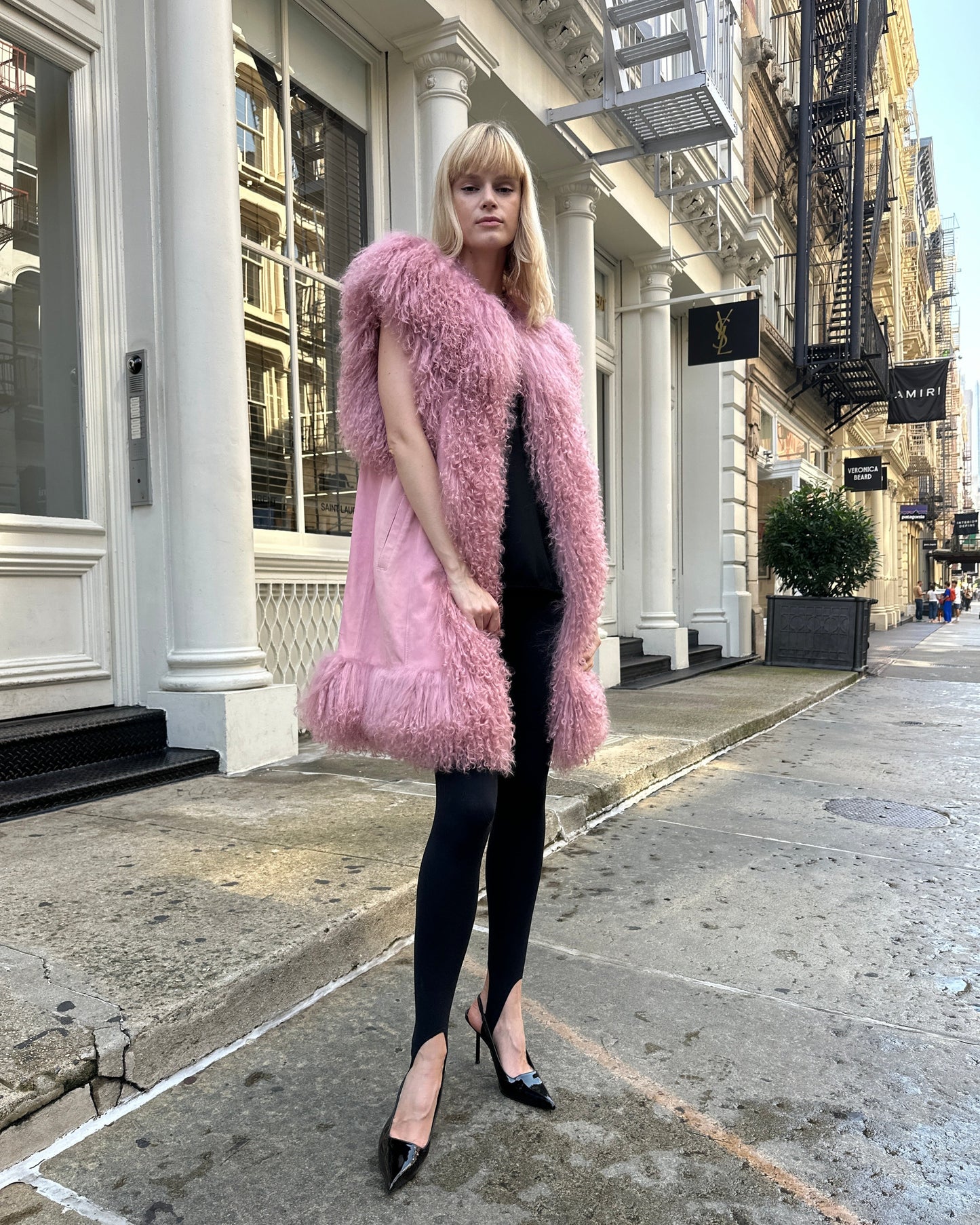Dorothy Suede Shearling Midi Vest