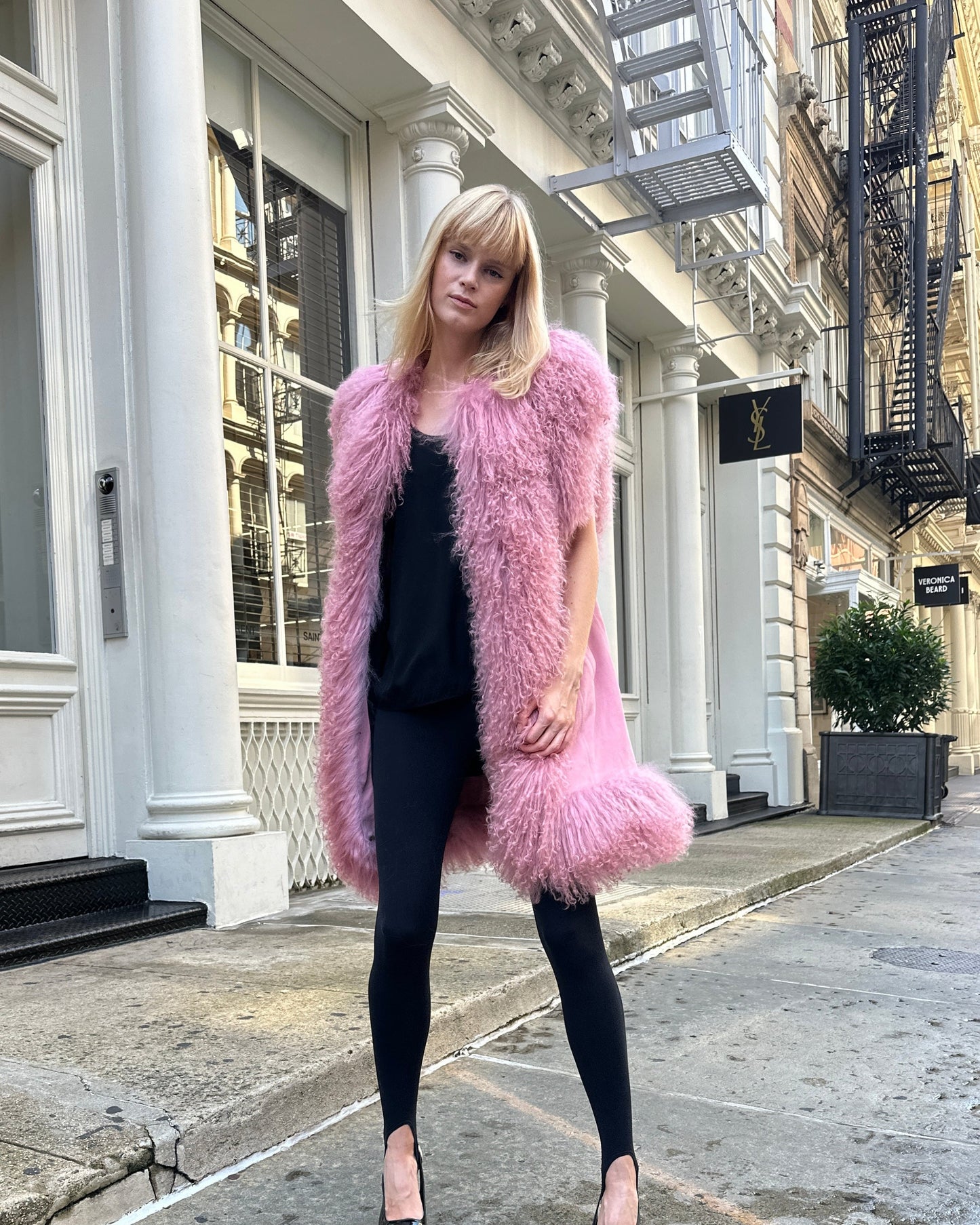 Dorothy Suede Shearling Midi Vest