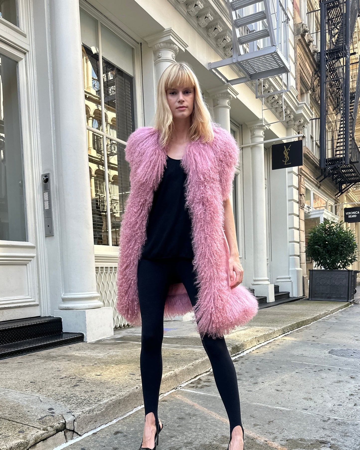 Dorothy Suede Shearling Midi Vest