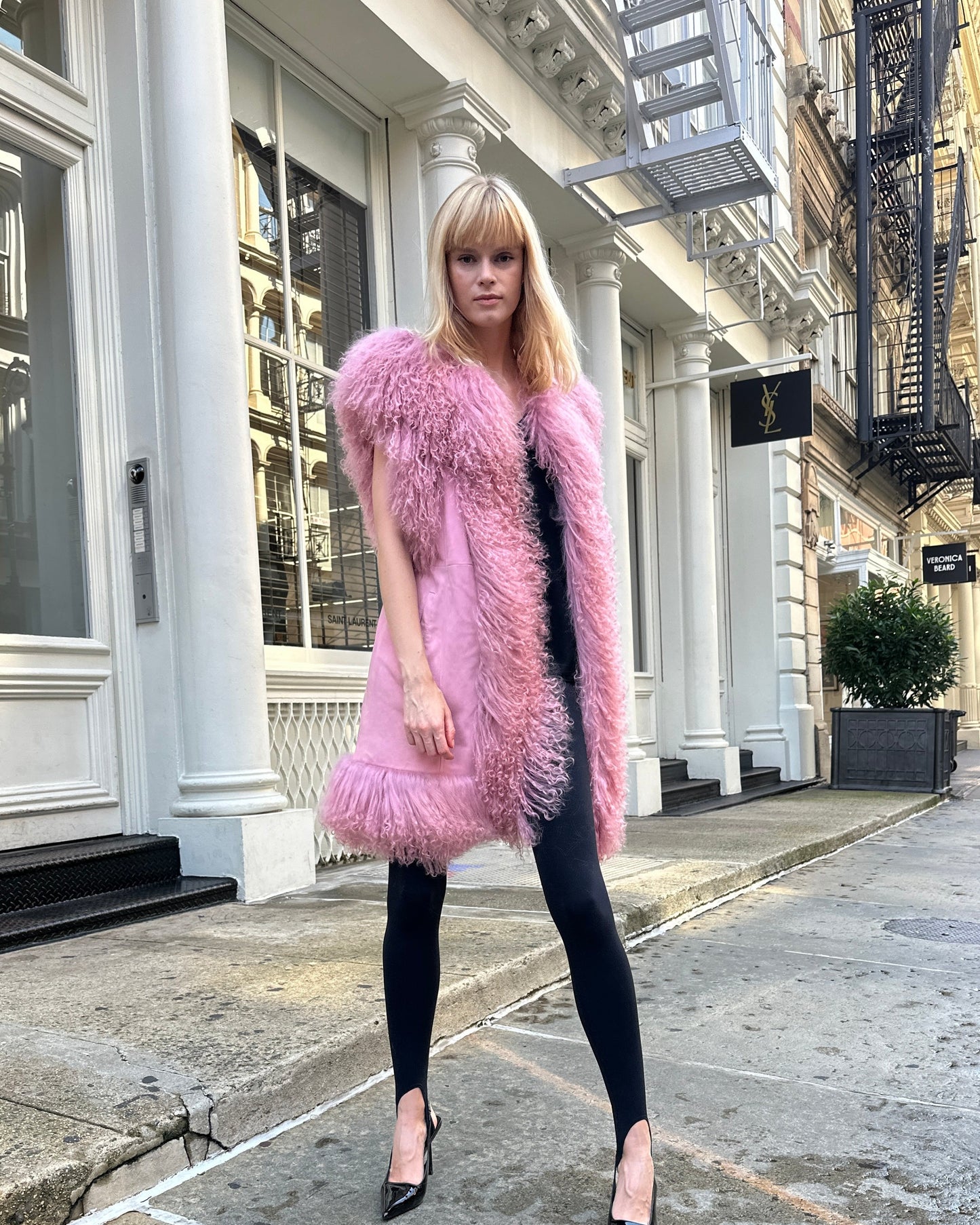 Dorothy Suede Shearling Midi Vest