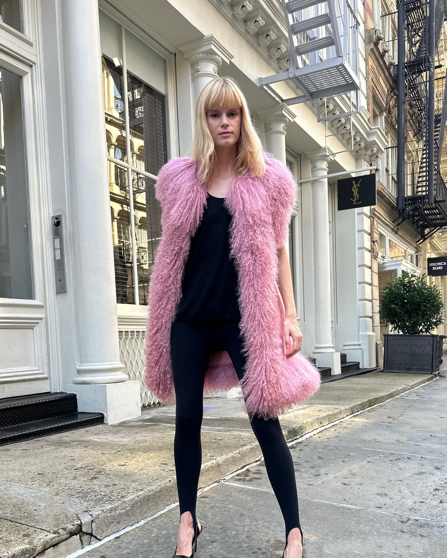 Dorothy Suede Shearling Midi Vest