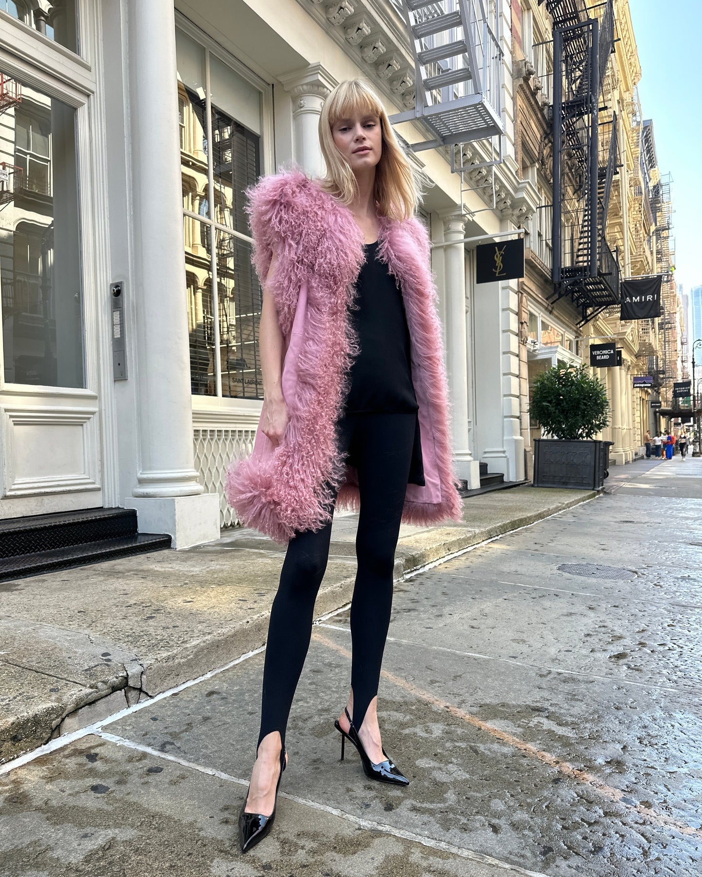Dorothy Suede Shearling Midi Vest