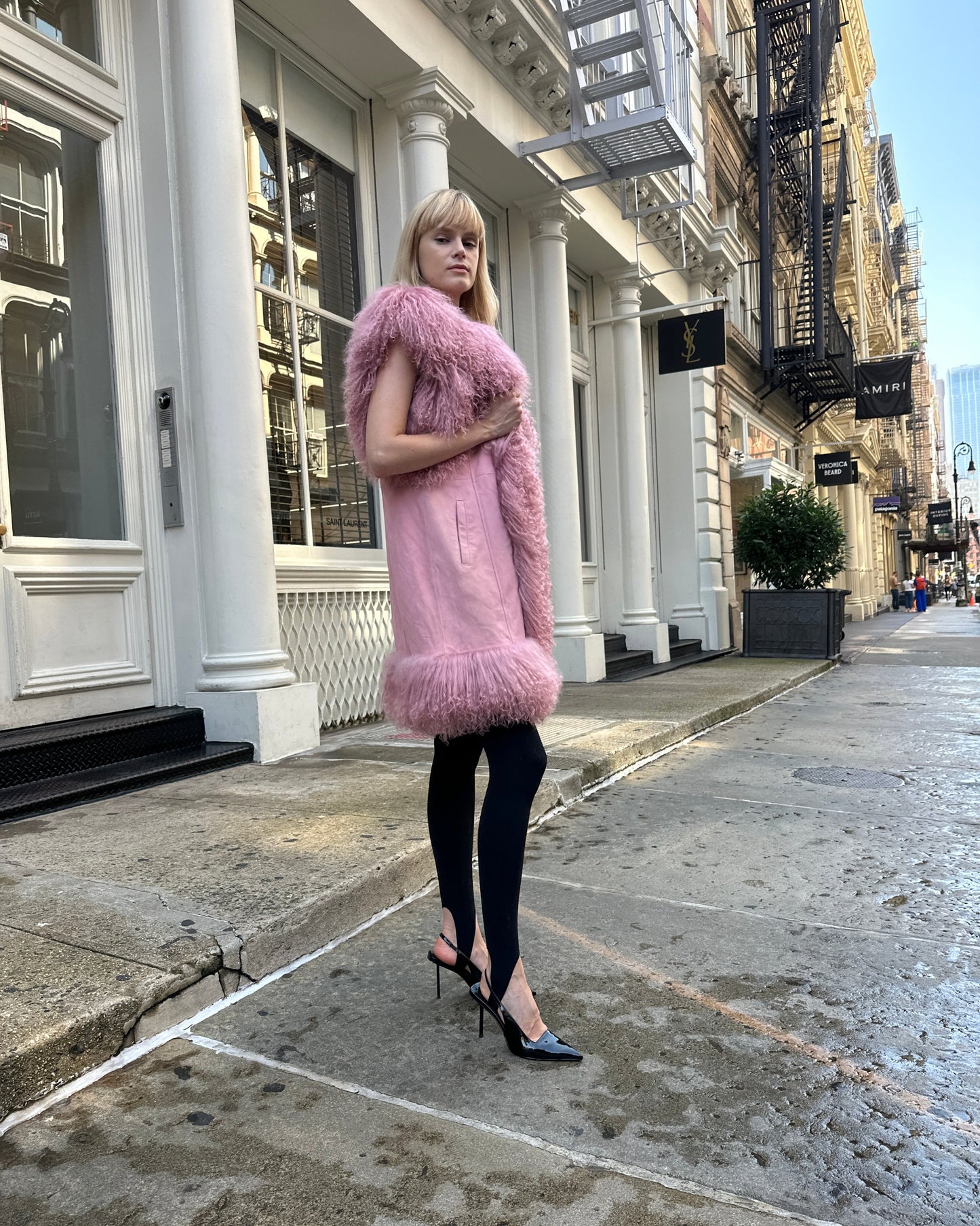 Dorothy Suede Shearling Midi Vest