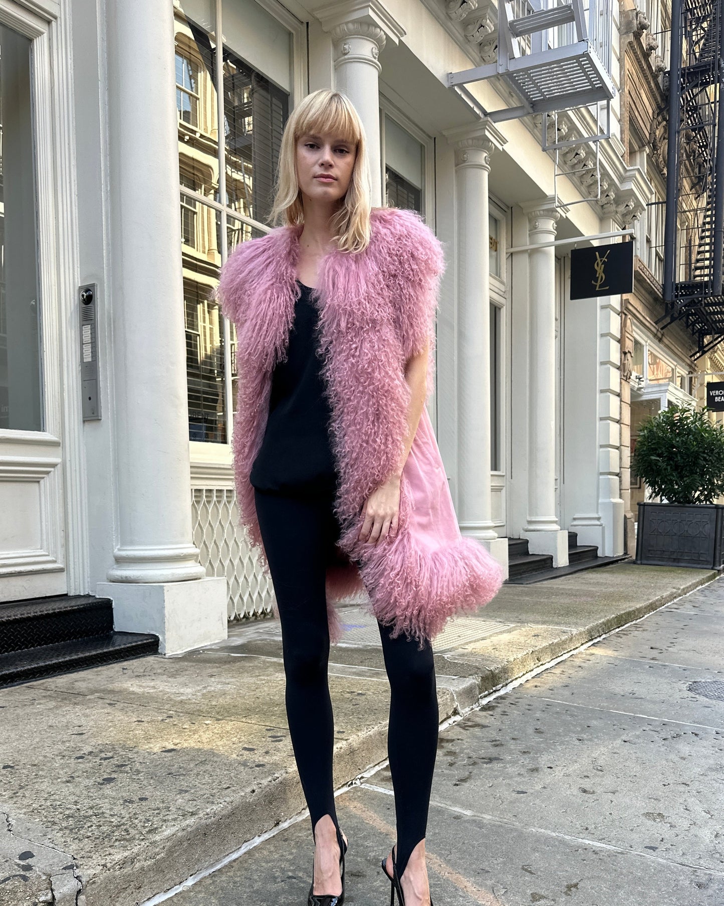 Dorothy Suede Shearling Midi Vest