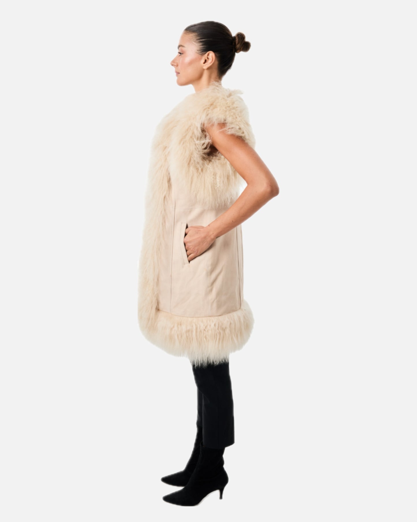Dorothy Suede Shearling Midi Vest