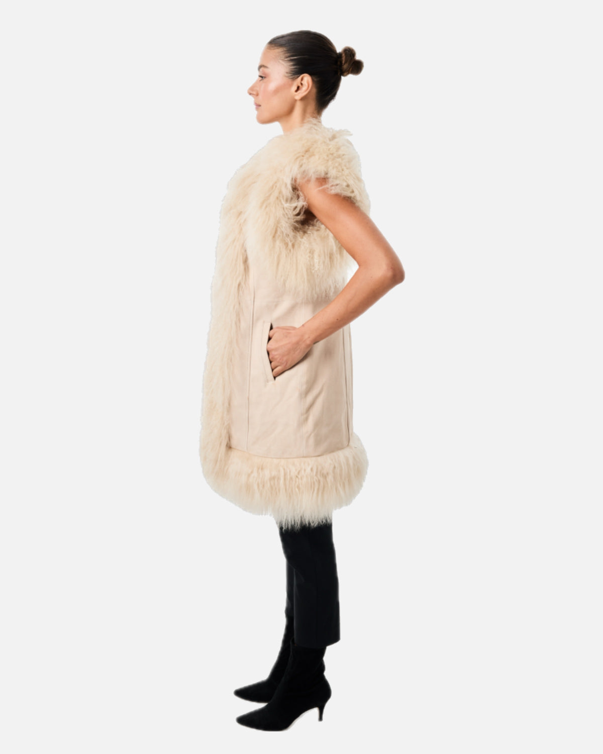Dorothy Suede Shearling Midi Vest