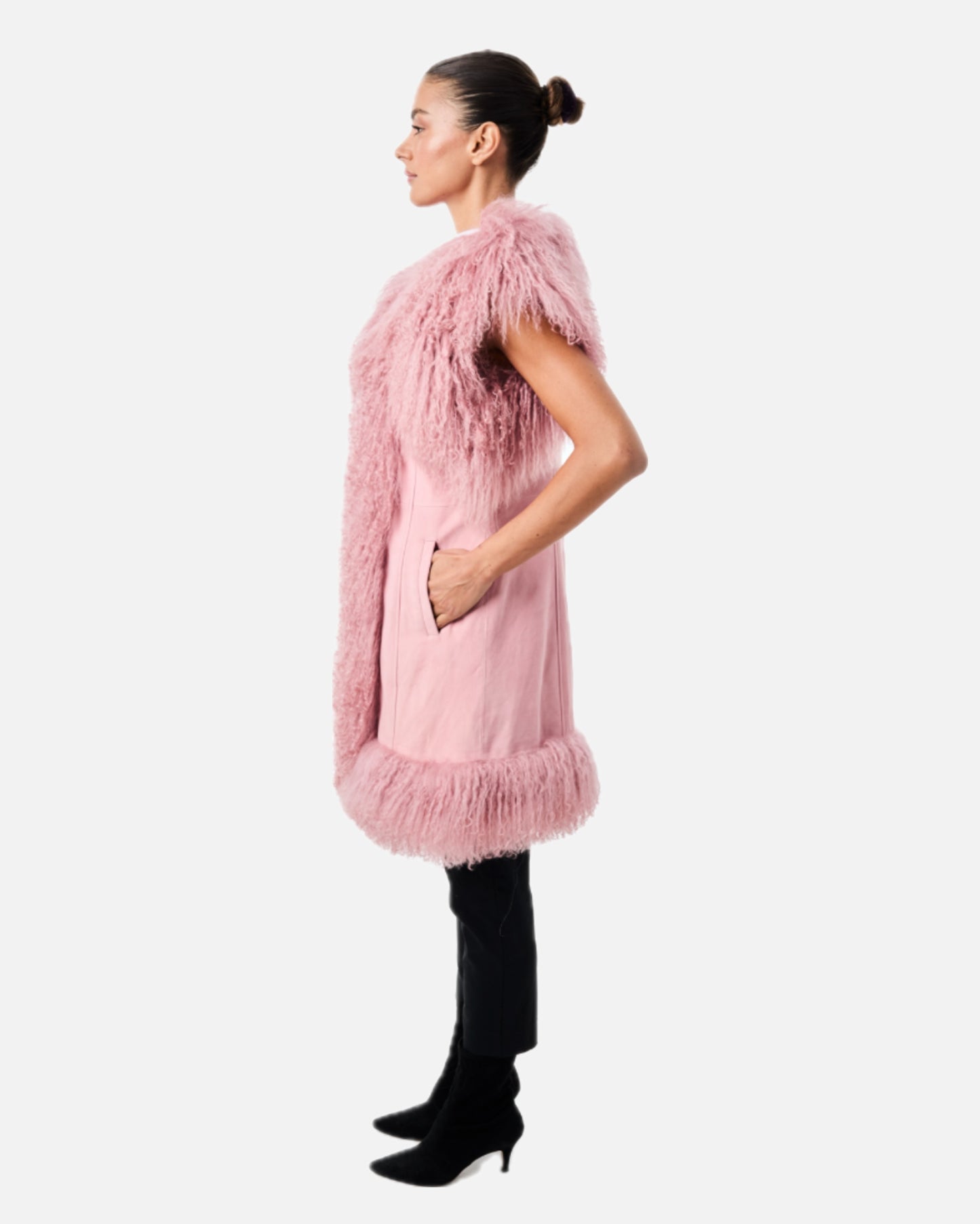 Dorothy Suede Shearling Midi Vest