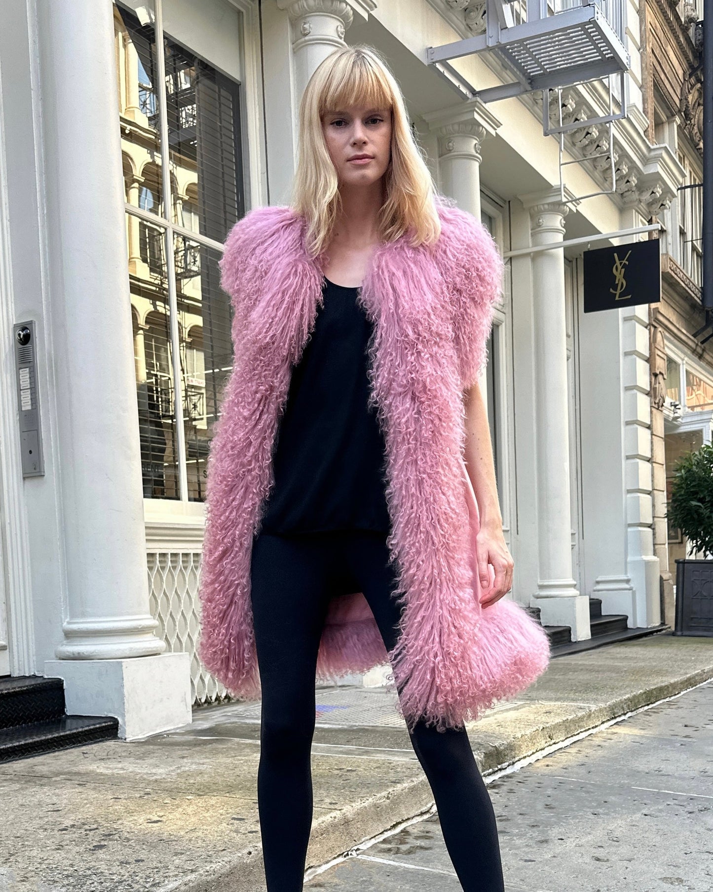 Dorothy Suede Shearling Midi Vest