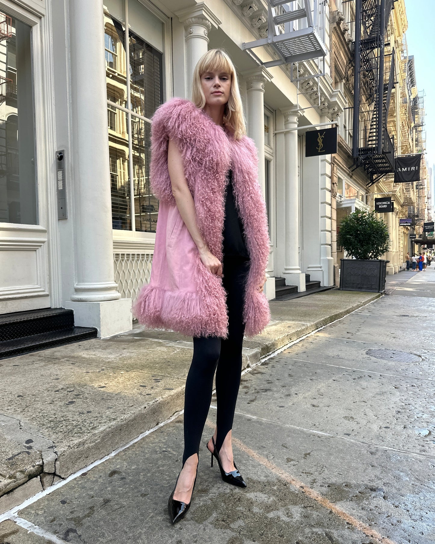 Dorothy Suede Shearling Midi Vest