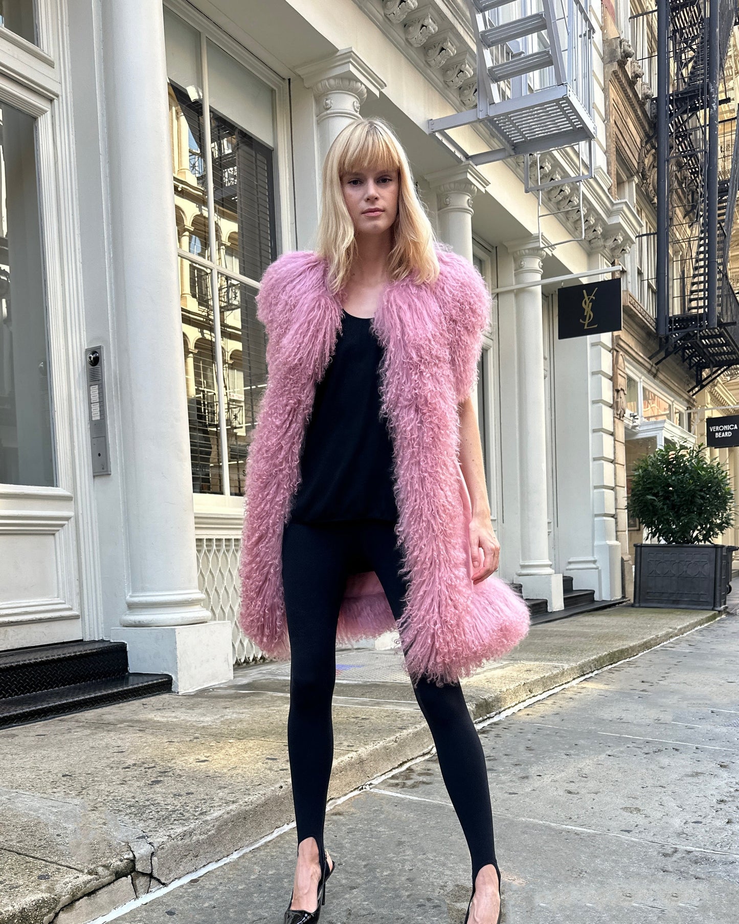 Dorothy Suede Shearling Midi Vest