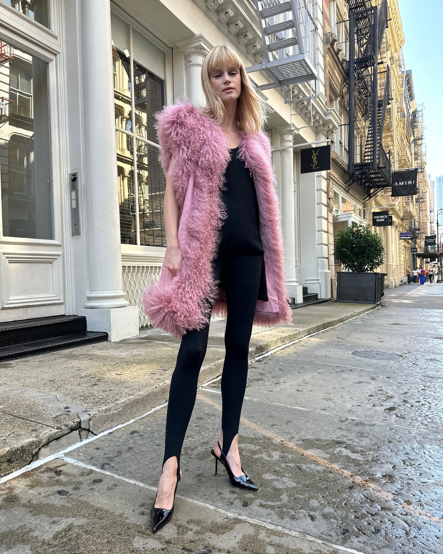 Dorothy Suede Shearling Midi Vest