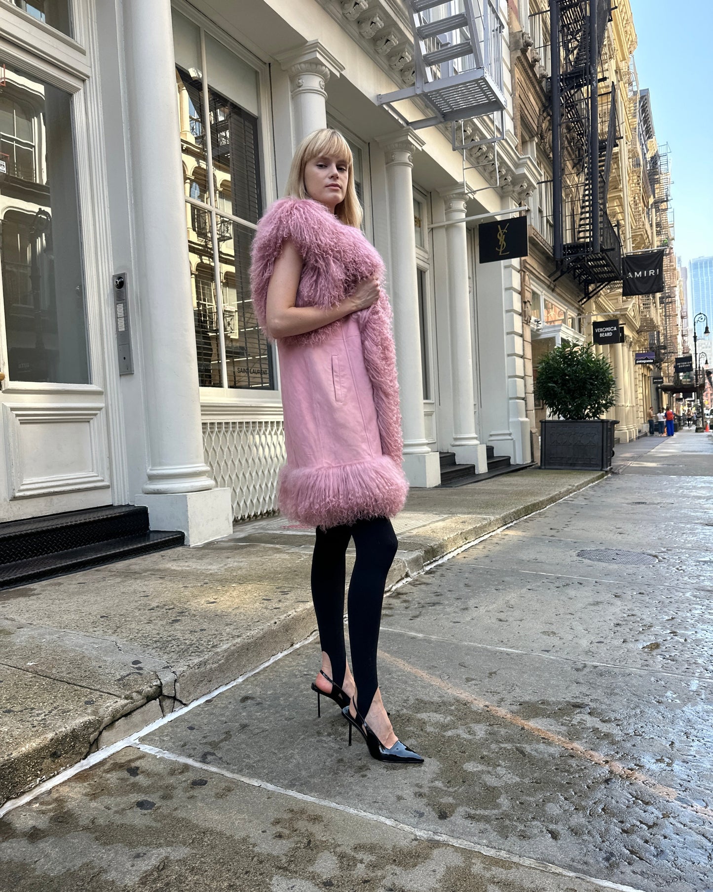 Dorothy Suede Shearling Midi Vest