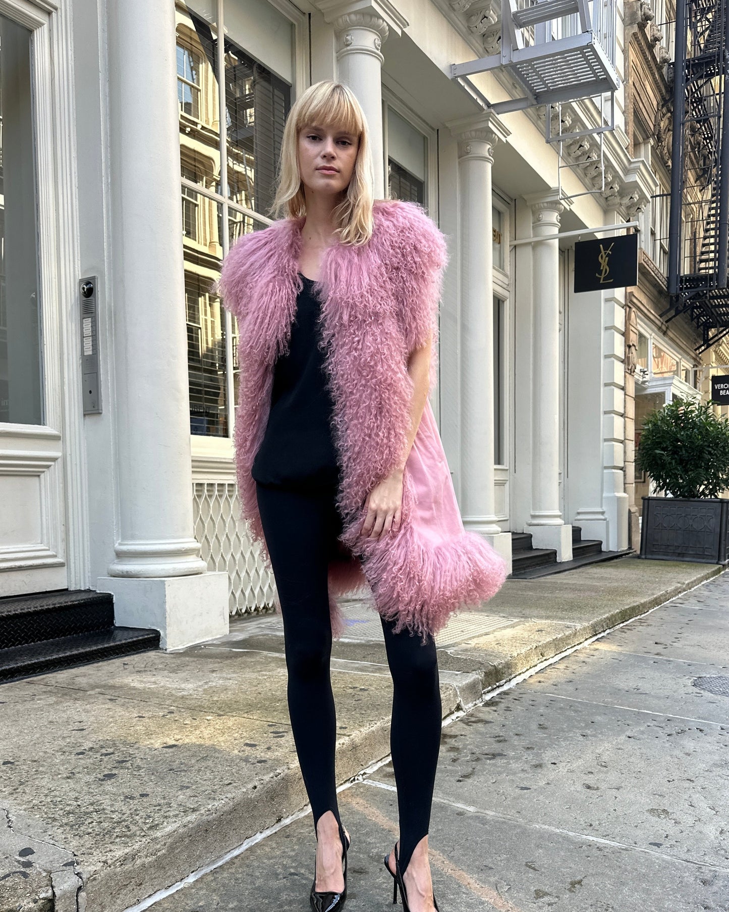 Dorothy Suede Shearling Midi Vest