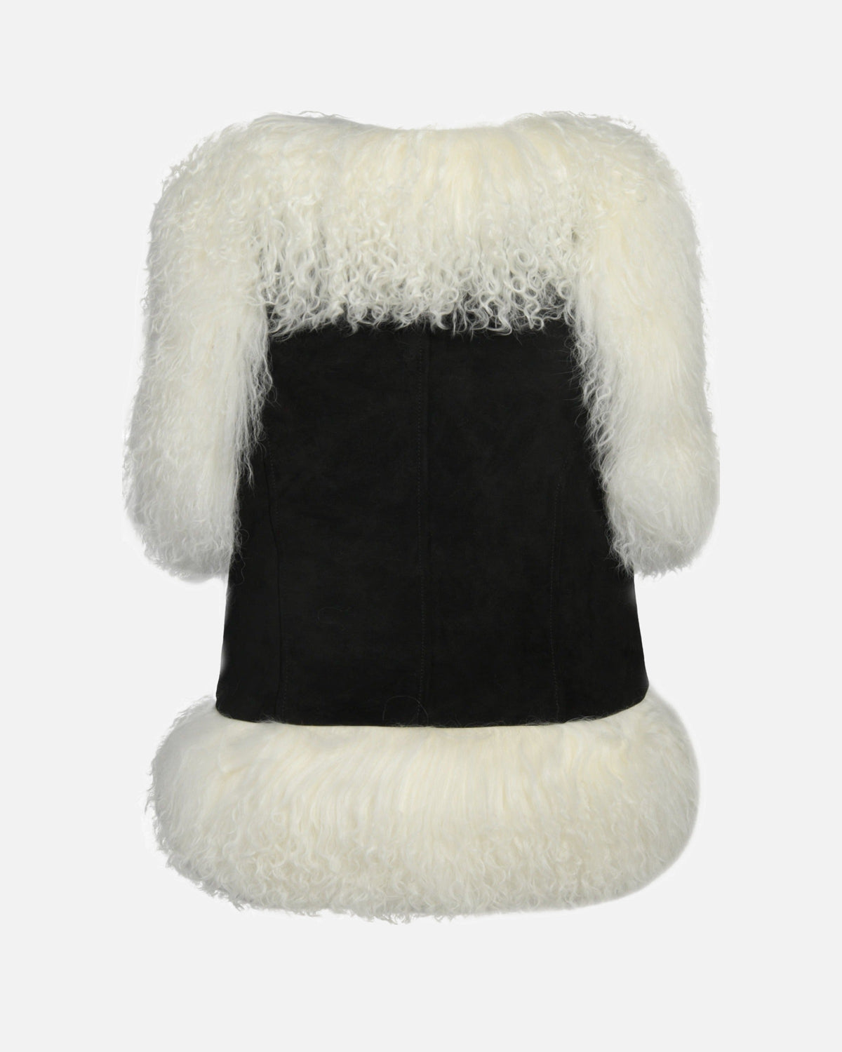Dorothy Suede Shearling Vest Black White back