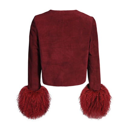 Frida Suede Shearling Trim Jacket