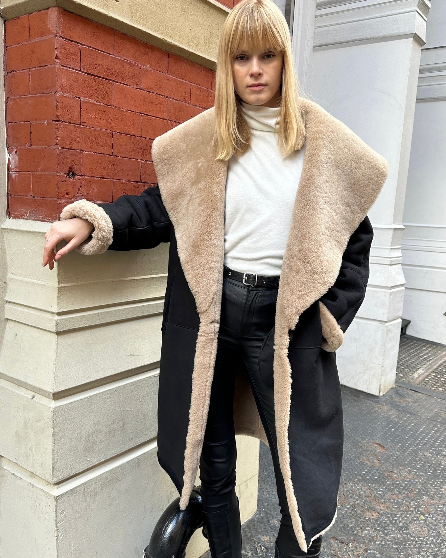 Frankie Shearling Suede Wrap Coat