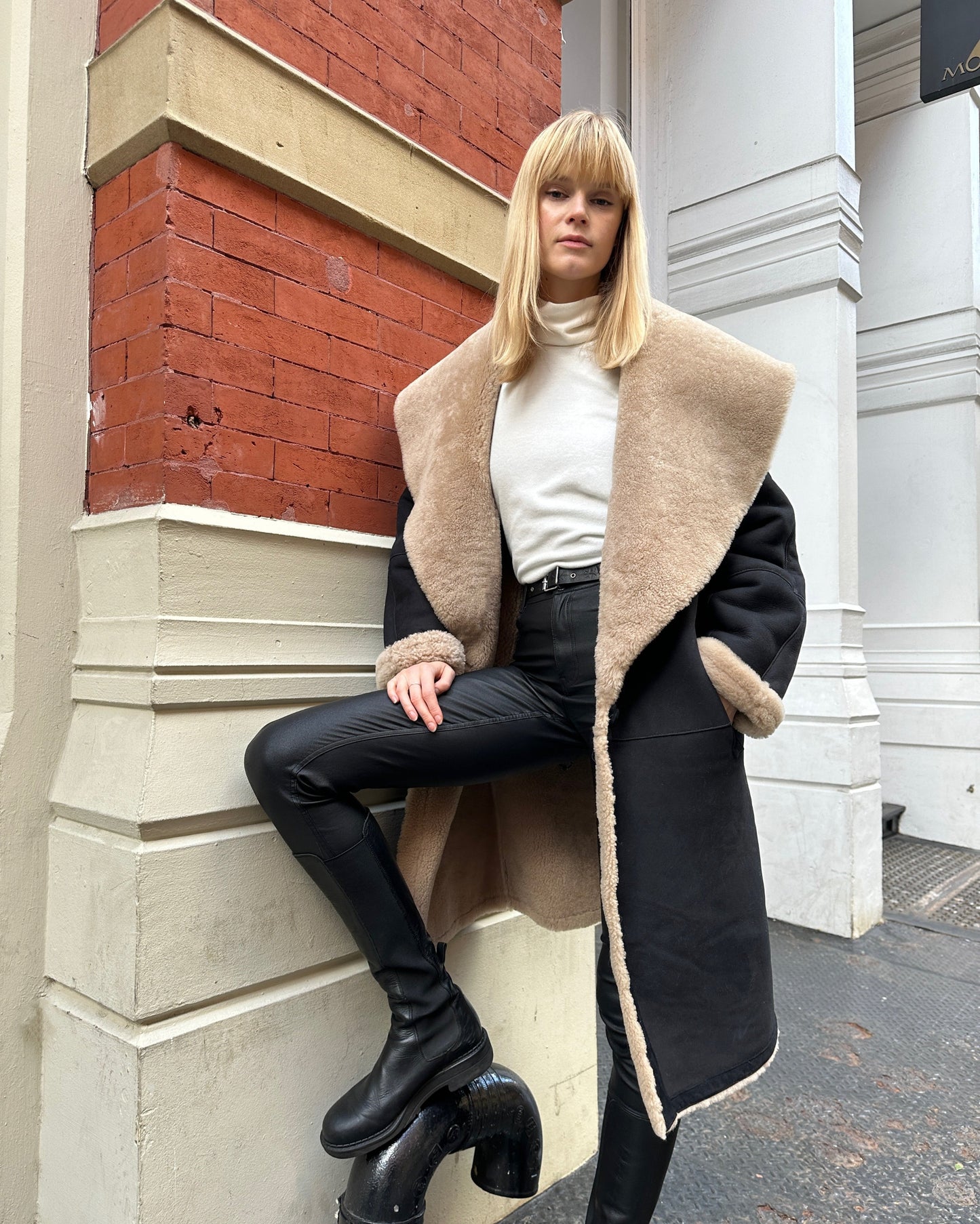 Frankie Shearling Suede Wrap Coat