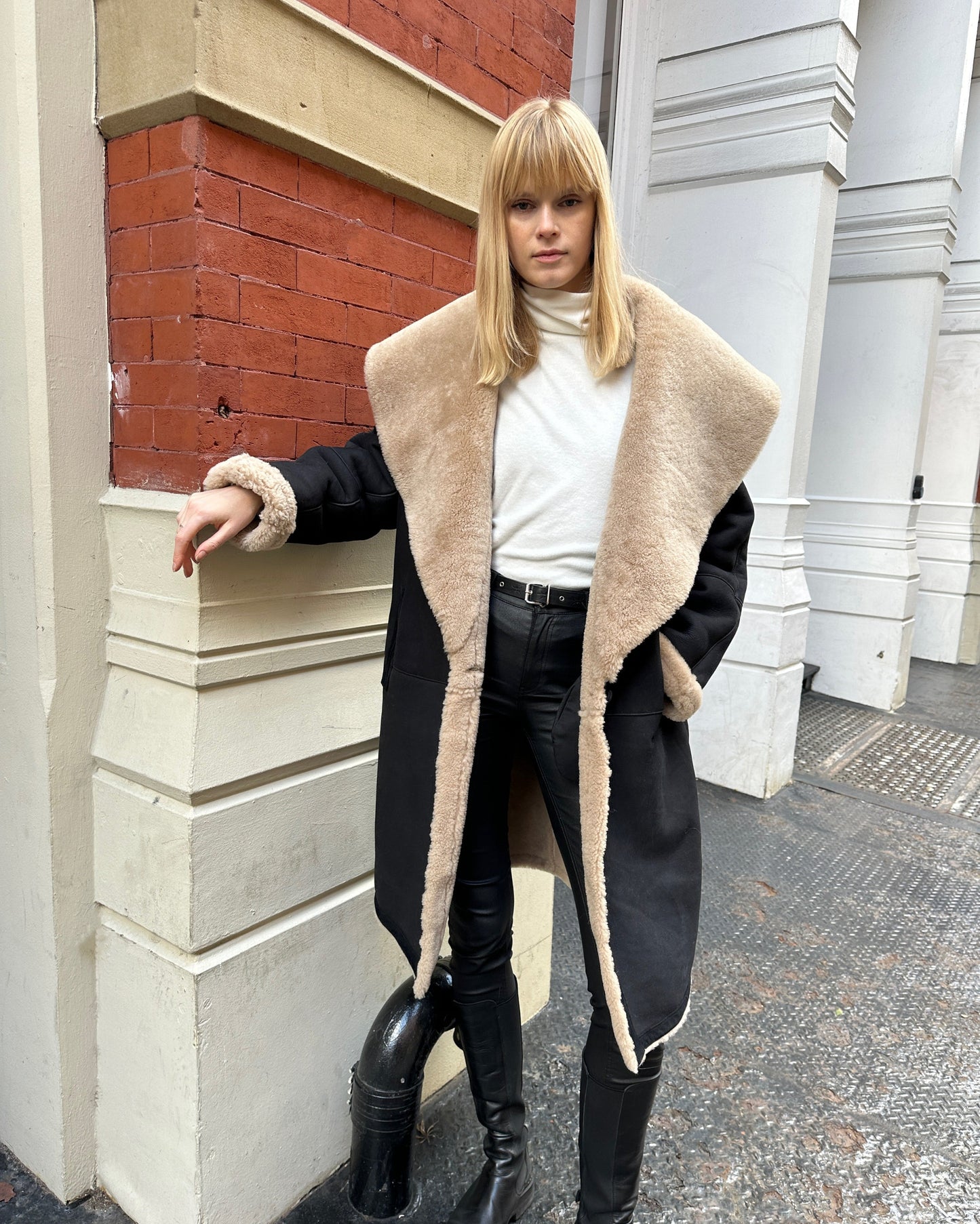 Frankie Shearling Suede Wrap Coat